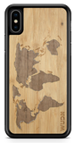 Slim Wooden Phone Case (Bamboo Inlay - World Map Traveler)