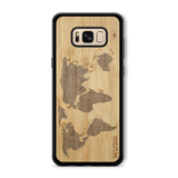 Slim Wooden Phone Case (Bamboo Inlay - World Map Traveler)
