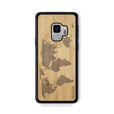 Slim Wooden Phone Case (Bamboo Inlay - World Map Traveler)