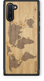 Slim Wooden Phone Case (Bamboo Inlay - World Map Traveler)