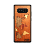 Slim Wooden Phone Case (Mahogany Inlay - World Map Traveler)