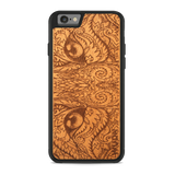 Slim Wooden Phone Case (Mahogany Engraved Cat Eyes)