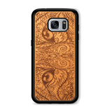 Slim Wooden Phone Case (Mahogany Engraved Cat Eyes)