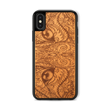 Slim Wooden Phone Case (Mahogany Engraved Cat Eyes)