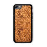 Slim Wooden Phone Case (Mahogany Engraved Cat Eyes)