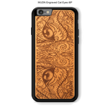 Slim Wooden Phone Case (Mahogany Engraved Cat Eyes)