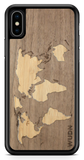 Slim Wooden Phone Case (Walnut Inlay - World Map Traveler)