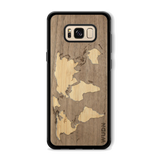 Slim Wooden Phone Case (Walnut Inlay - World Map Traveler)