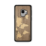 Slim Wooden Phone Case (Walnut Inlay - World Map Traveler)