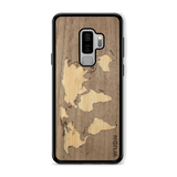 Slim Wooden Phone Case (Walnut Inlay - World Map Traveler)
