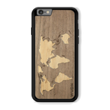 Slim Wooden Phone Case (Walnut Inlay - World Map Traveler)