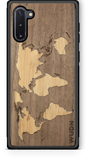 Slim Wooden Phone Case (Walnut Inlay - World Map Traveler)