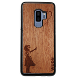 Slim Wooden Phone Case (Banksy Girl With a Balloon in Mahogany)