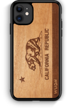Slim Wooden Phone Case (California Republic Flag in Mahogany)