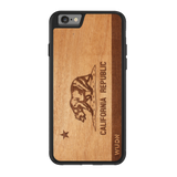 Slim Wooden Phone Case (California Republic Flag in Mahogany)