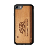 Slim Wooden Phone Case (California Republic Flag in Mahogany)