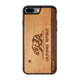 Slim Wooden Phone Case (California Republic Flag in Mahogany)