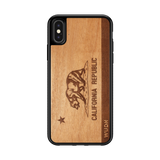 Slim Wooden Phone Case (California Republic Flag in Mahogany)