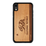 Slim Wooden Phone Case (California Republic Flag in Mahogany)
