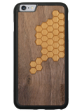 Slim Wooden Phone Case (Honeycomb Inlay with Bamboo & Black Walnut)