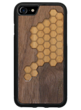 Slim Wooden Phone Case (Honeycomb Inlay with Bamboo & Black Walnut)