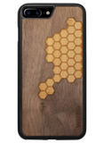 Slim Wooden Phone Case (Honeycomb Inlay with Bamboo & Black Walnut)