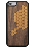 Slim Wooden Phone Case (Honeycomb Inlay with Bamboo & Black Walnut)