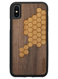 Slim Wooden Phone Case (Honeycomb Inlay with Bamboo & Black Walnut)