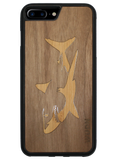 Slim Wooden Phone Case (Great White Shark with Bamboo in Black Walnut)