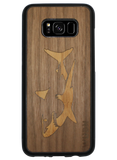 Slim Wooden Phone Case (Great White Shark with Bamboo in Black Walnut)