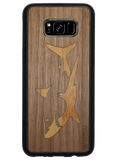 Slim Wooden Phone Case (Great White Shark with Bamboo in Black Walnut)