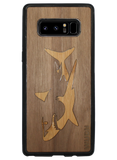 Slim Wooden Phone Case (Great White Shark with Bamboo in Black Walnut)