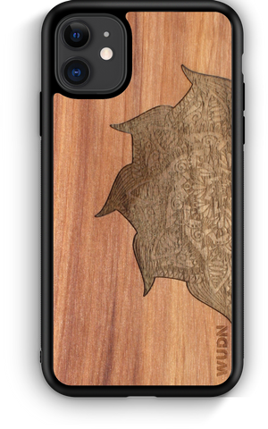 Slim Wooden Phone Case (Mandala Inlay in Cedar & Black Walnut)