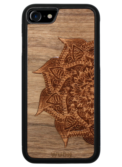 Slim Wooden Phone Case (Mandala Inlay in Walnut & Cedar)