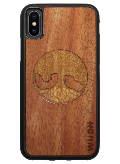 Slim Wooden Phone Case (Tree of Life Inlay with Mahogany & Bamboo)