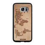 Slim Wooden Phone Case (World Map in Words Traveler in Mahogany)