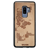 Slim Wooden Phone Case (World Map in Words Traveler in Mahogany)