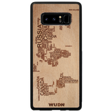 Slim Wooden Phone Case (World Map in Words Traveler in Mahogany)