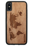 Slim Wooden Phone Case (World Map Traveler in Mahogany)