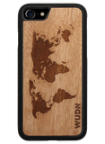 Slim Wooden Phone Case (World Map Traveler in Mahogany)
