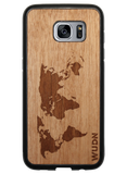 Slim Wooden Phone Case (World Map Traveler in Mahogany)