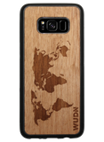 Slim Wooden Phone Case (World Map Traveler in Mahogany)
