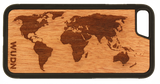 Slim Wooden Phone Case (World Map Traveler in Mahogany)